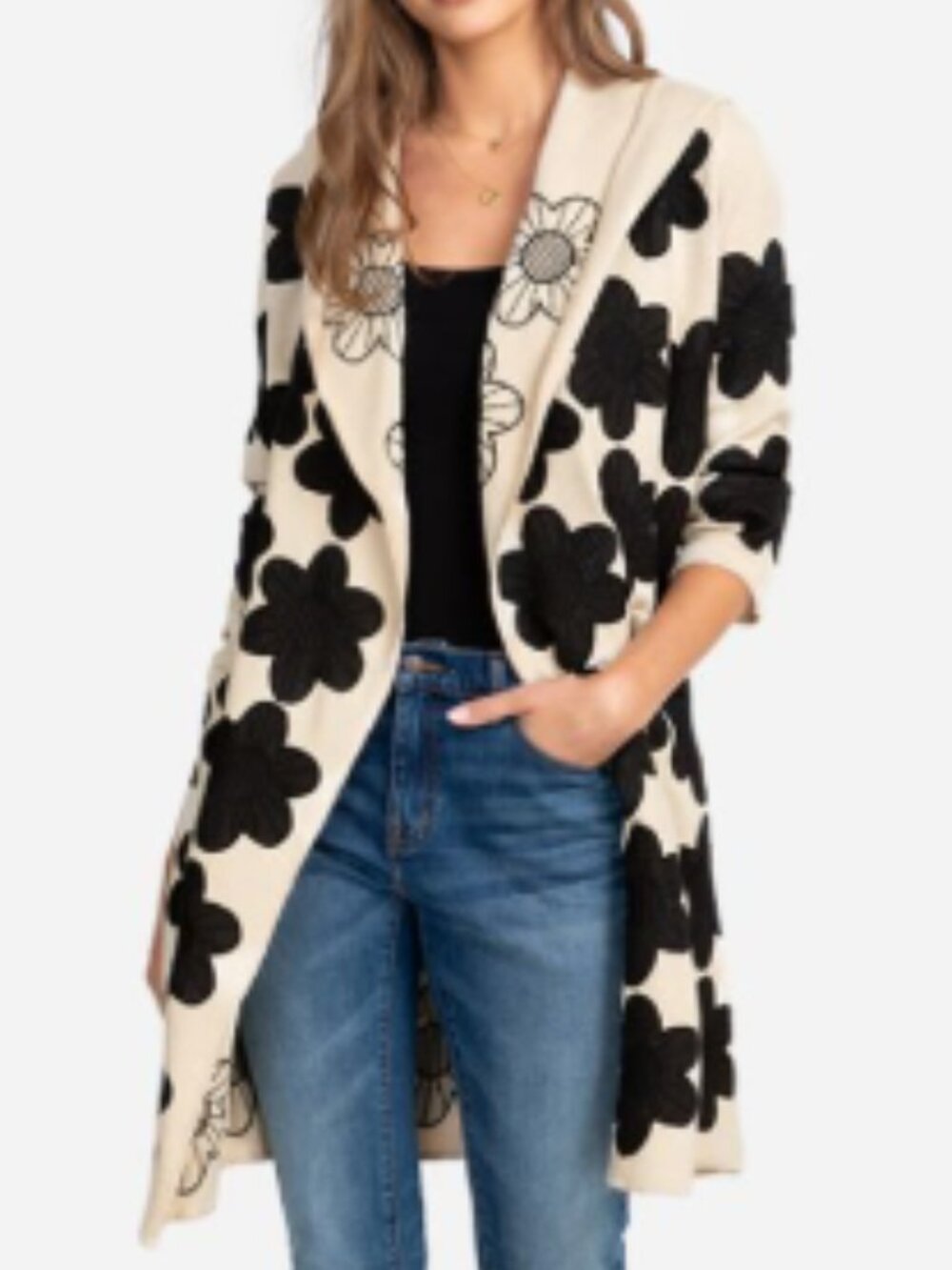 Johnny Was Open-Front Floral Hoodie Cardigan Jacket, Reversible - Womens Small